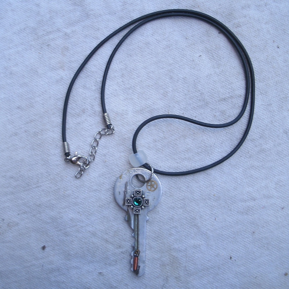 Steampunk Key necklace with watch parts